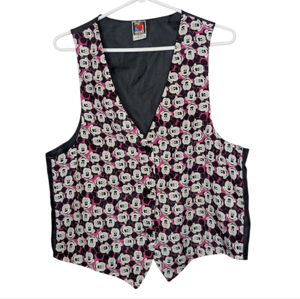Vintage Disney Mickey Unlimited One Size Fits Most Button Down Mikey Pink Vest